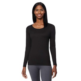 32 DEGREES Heat Womens Lightweight Thermal Baselayer Long Sleeve Scoop Top, Black, Medium