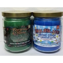 Smoke Odor Holiday Variety Pack Set of Two Candles Includes Evergreen & Berries & HoliBlaze.