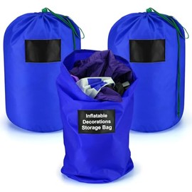 Bulyoou 3 Pcs 21 x 12 Inch Christmas Inflatable Decorations Storage Bag with Drawstring Waterproof Christmas Storage Containers for Holiday Xmas Ornaments Accessories Gift Organizer (Blue)