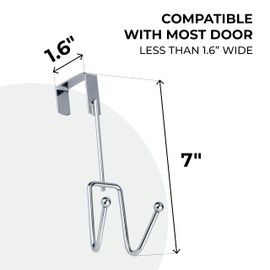 DecorRack 2 Chrome Over The Door Hooks, Double Hook Design (2 Pack)