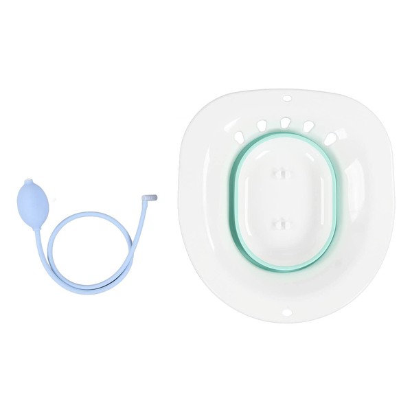 Seat Bath for Toilet Seat, Pregnant Women Daily Care Hygiene Products Postpartum Toilet Bath without Squats, Reduces Pain, Leak-Proof, Water Massage, Foldable Seat Bath with Rinse (Green)