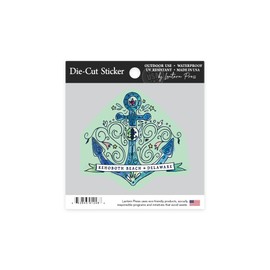 Die Cut Sticker Rehoboth Beach, Delaware, Anchor, Contour Vinyl Sticker 1 to 3 inches (Waterproof Decal for Cars, Water Bottles, Laptops, Coolers), Small