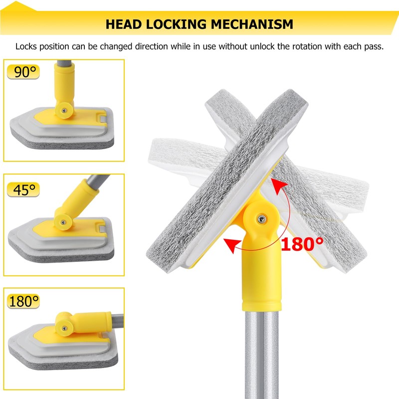 Lalafancy Shower Cleaning Brush with Locking Head, 3 in 1