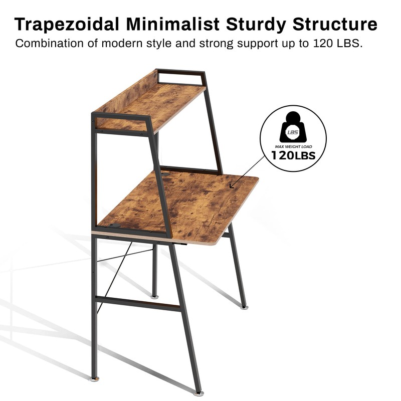 DESIGNA Small Computer Ladder Desk with Storage Shelves, 43 Inch