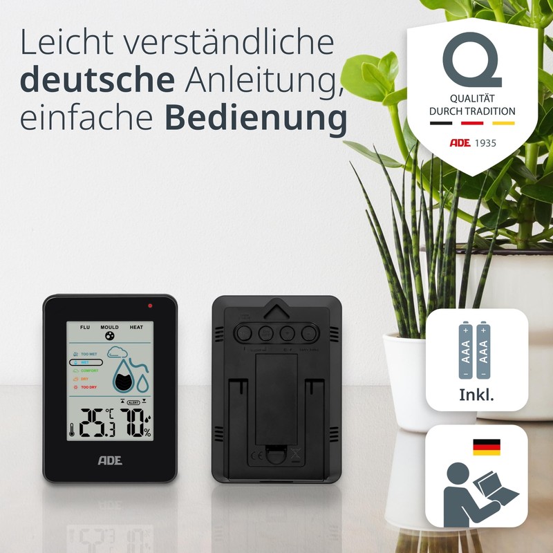 ADE Digital Hygrometer Indoor with Mould Alarm | Moisture Meter