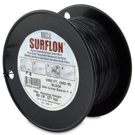 Surflon, Nylon-Coated Stranded Stainless Steel Picture Crimping Wire, Black, Size #4, 60 lb / 27 kg, 1000 ft / 305 m