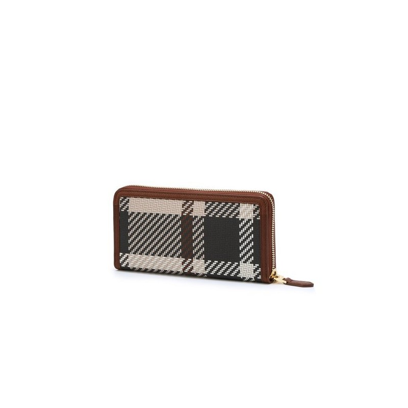 Daks (신세계센텀점)DCWA3E210W2 TARTAN CHECK MIX 브라운 타탄체크 가죽배색 지퍼장지갑 (Shinsegae