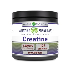 Amazing Nutrition- Amazing Formulas Creatina 3000Mg Por Porción Suplemento de 500 Cápsulas  Sin OGM  Sin Gluten  Hecho                                