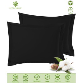 Cotton Delight European Pillow Shams Set of 2 Black Euro Shams 100% Natural Cotton 600TC Premium Euro Pillow Shams 26x26 Pillow Cover, Cushion Cover Euro Size (Euro 26x26, Black)