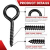 8PCS Screw Eyes, 3.2 Inch Black Eye Hooks Screw Self