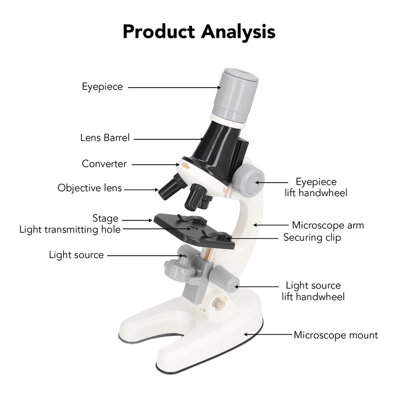 Kids Microscope Kit LED 1200X Microscope with Specimen Slides Science