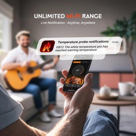 Wireless Meat Thermometer - 5G Wi-Fi and 5.4 Bluetooth Meat Thermometer Digital Wireless for Grilling and Smoking with IP67 Dual Probes and Backlight LCD Display for BBQ, Smoker, Oven, Grill