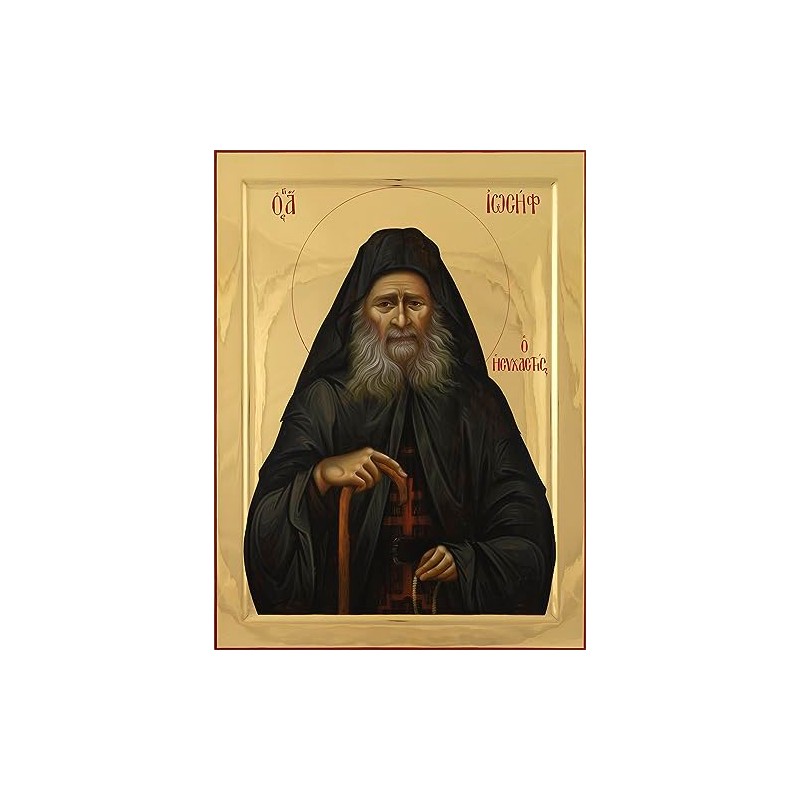 Wooden Byzantine Orthodox Christian Icon Saint Joseph the Hesychast (4.5"