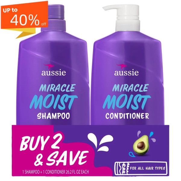 Aussie Miracle Moist Shampoo and Conditioner Dual Pack Hair Set,