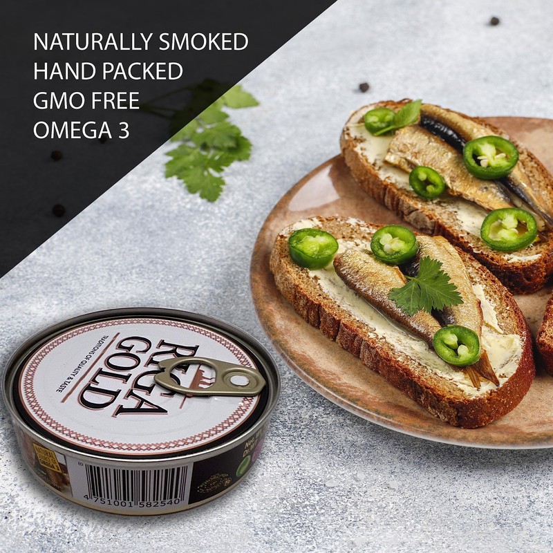 Riga Gold Shproti, Sprats in Oil, 5.64 ounces (Pack 12)