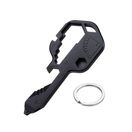 24- in-1 Key Shaped Pocket Tool, multitool key with key chain, Best Gifts to your Dad,Husband, Men,Outdoor keychain tool for Drill Drive, Bottle Opener,Wrench, Stripping, etc (Black)