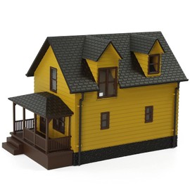 HO Scale Model Building 1:87 Residential Modern House Assembled Architectural for Model Train Layout Diorama JZHO01 (Yellow)