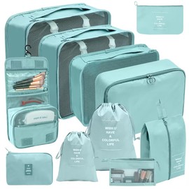 Juego de 11 de Organizador de Viaje para Maletas, Organizadores de Equipaje Cubos Impermeable Bolsas de Almacenamiento Plegable Bolsas de Viaje para R