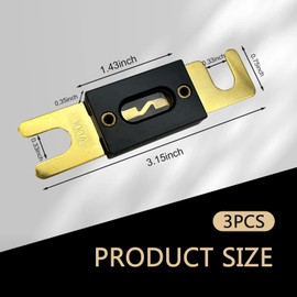 yorpyep 3 PCS 100A Fuse, Fork Bolt ANL Fuse for Car Audio and Video Systems, Gold Plated Fuses Set, for Most Cars Trucks (Multicolored)