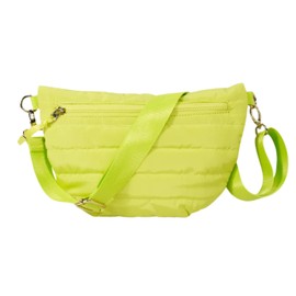 hyrefit Quilted Puffer Crossbody Bag, 12x8 inches, Lightweight Nylon with Gold Hardware, Adjustable Strap (Electric Lime)