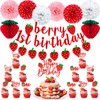 MEIWUTIE Berry First Birthday Decor,23 Pcs Strawberry First Birthday Decorations