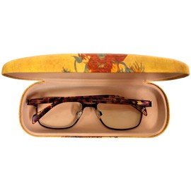 DV Hard Shell Artists Design PU Glasses Case, Travel Portable Eyeglass Case For Men Women Girl Boy Study Work With Cleaning Cloth (Sunflowers)