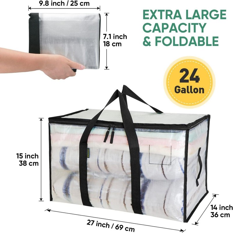 ZGO 12-Pack Oversized Moving Bags with Reinforced Handles, Heavy-Duty Storage