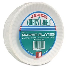 AJM Paper Plates, Recycled, 6" Plate, 1000/CT, White (PP6GRE)