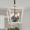4 Light Rustic Chandelier, Farmhouse Lantern Fixture with Brushed White