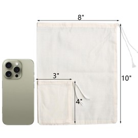 Eketirry Spice Bags, 20pcs Reusable Empty Tea Bags, Muslin Strainer Bags, Soup Bags for Cooking, Natural Cotton Fine Mesh Cheesecloth Bags for Cold Brew Coffee(3 x4" &8 x10")