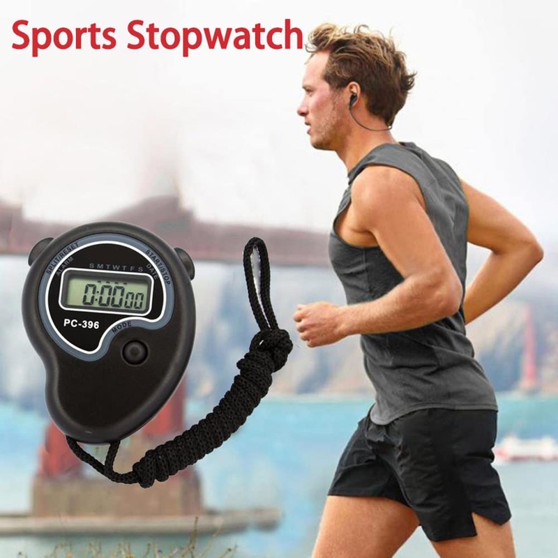 Sports Stopwatch Timer, Waterproof Digital Stopwatch with 12/24 Hour Clock