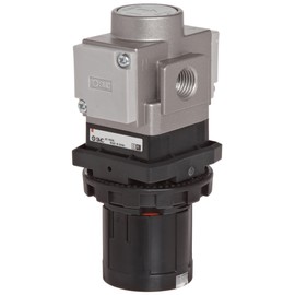 SMC ARG20-N02G1H-Z Regulator with Gauge in Handle, Relieving type, 7.25 - 123 psi Set Pressure Range, 28 scfm, Gauge in Handle, With Set Nut, 1/4" NPT