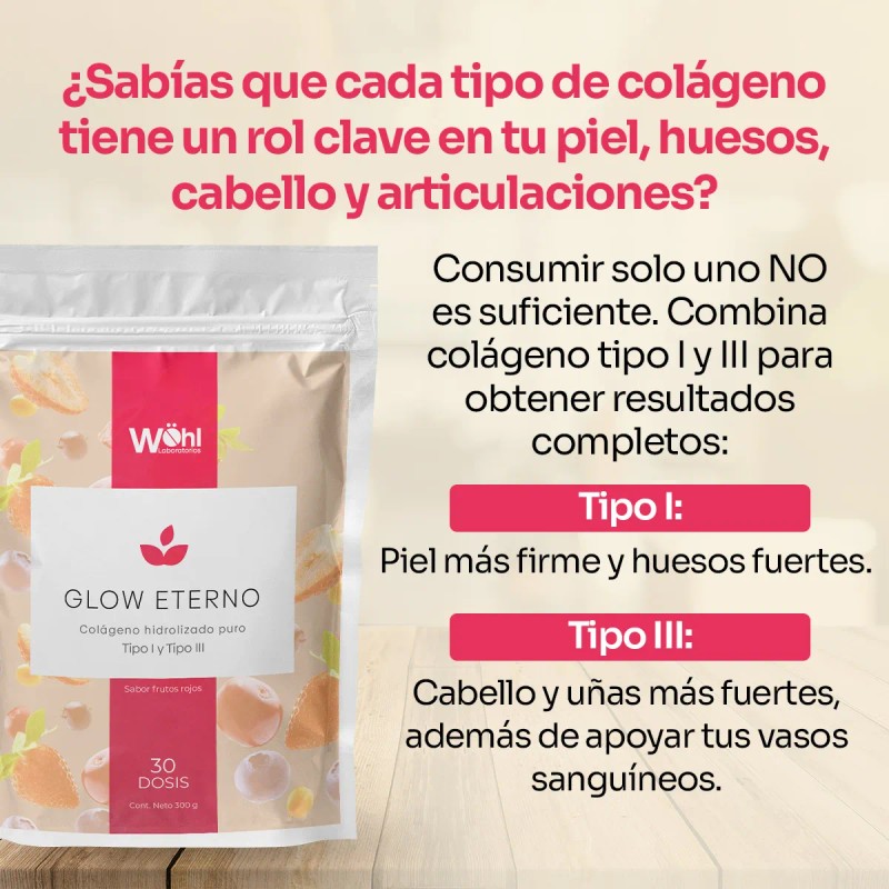 Pack 3 Glow Eterno Colágeno Hidrolizado Frutos Rojos Laboratorios Wöhl