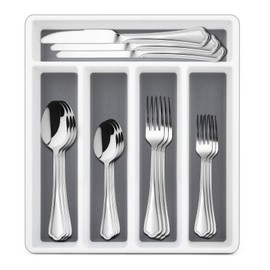 HaWare 40-Piece Silverware Set with Drawer Organizer Tray, Stainless Steel Flatware Cutlery Utensils, Timeless and Elegant Design for Home Hotel Wedding, Mirror Polished and Dishwasher Safe