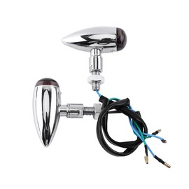 2pcs Motorcycle Bullet Amber LED Turn Signals Indicator Lighting Lamp Silver