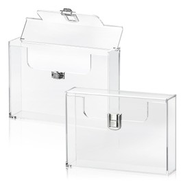 Hipiwe Acrylic Index Card Organizer 4x6 Index Card Holder with Lid Clear Flash Cards Box Case Postcard Holder Desktop Index Cards Storage Box for Recipe Cards, Flash Cards, Note Cards, Photos