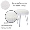 BIRDROCK HOME Round Faux Fur Foot Stool Ottoman - White