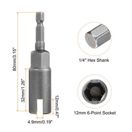 HARFINGTON 3pcs H12 Wing Nut Driver 12mm Metric 6-Points Socket 1/4" Hex Shank Power Deep Slot Wing Nut Drill Bit CR-V Steel Wrench Impact Driver Tools for Panel Nut Bolt Screw Eyes