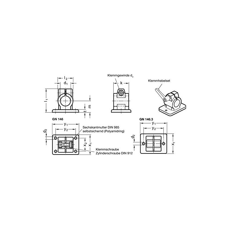 Flange Clamp Connector, Bore 30 mm / Blank