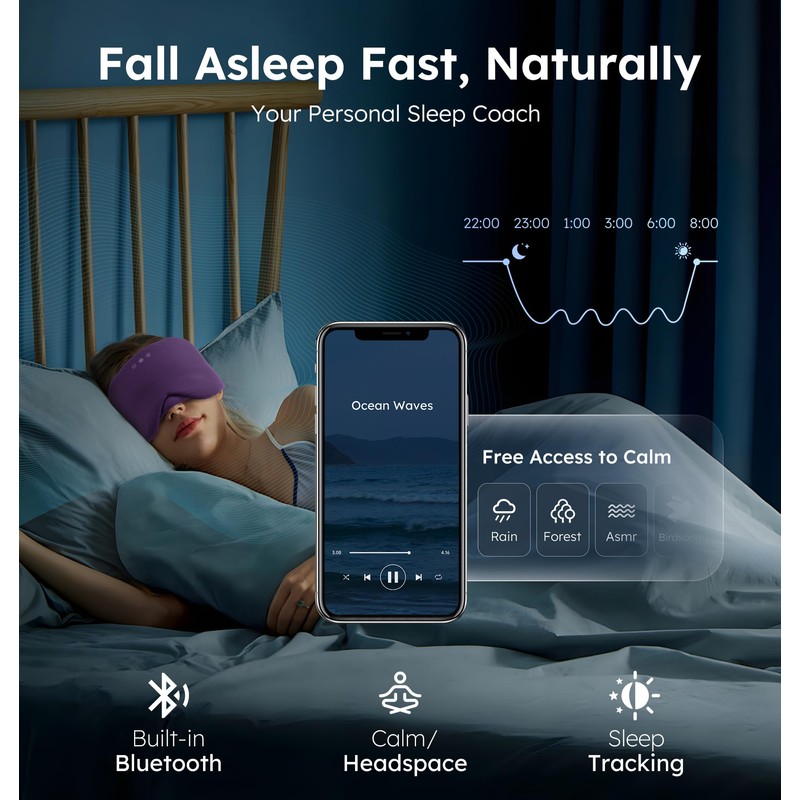 Luxury Bluetooth 5.4 Sleep Mask for Adults - Ice Fiber