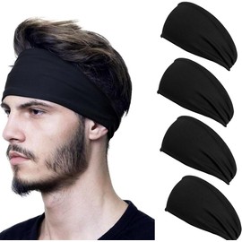 DQST Diademas Deportivas para La Cabeza, Kit de Bandas Elásticas con 4 Colores para Hombre y Mujer, Diademas de Cabello Absorbe El Sudor, Secado Rápido, Transpirable, Antideslizante.