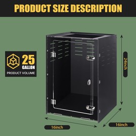 maiyuolg Reptile Tank 16x16x24 – Tall Reptile Enclosure for Crested Gecko, Chameleon, Snake Habitat | Tree-Dwelling Cage & Snake Enclosure