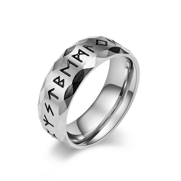 Aprila Men's Viking Rings Ring Stainless Steel Silver Runes Norse
