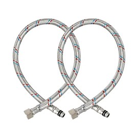 31 Inch Braided Stainless Steel Faucet Water Supply Hoses Female x M10 Male Thread Connector with Adapter for Bathroom & Kitchen Sink Faucet Installation 2-Pac