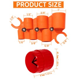 HUAREW 1/4'' - 1'' Depth Gauge and Pipe Deburring Tool Kit, 1/8'' to 1-5/8'' Inner Outer Reamer Pipe Tubing Chamfer Tool for PVC, PPR, CPVC, Brass, Aluminum Pipe（2 Pack）