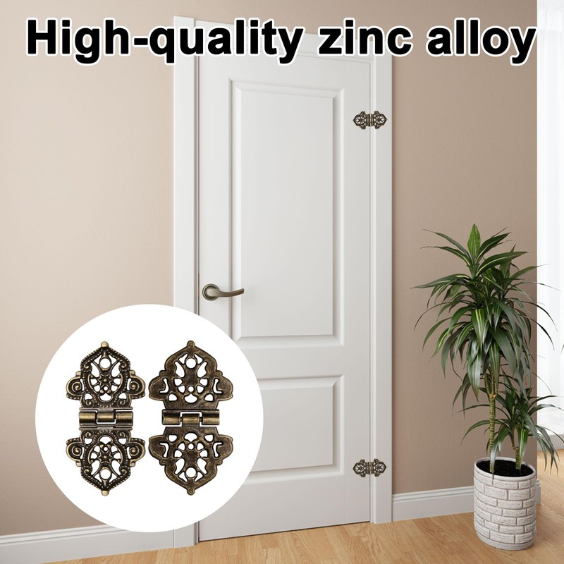 Pack of 12 Antique Retro T Hinges, Foldable Vintage Zinc