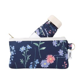 (2024) Wpc. 8657-174-002 Folding Umbrella, Plant Pictorial Book, Mini Navy, Rain Umbrella, Ribs, 19.7 inches (50 cm), Lightweight, Rain or Shine, Women's, Floral Pattern, Stylish, Retro, Cute, Adult