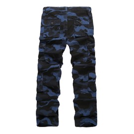 BOJIN Men's Cargo Pants Casual Military Army Camo Relaxed Fit Cotton Combat Camouflage Cargo Work Pants with 8 Pockets - CK031 Camo Blue 40