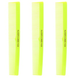 Allegro Combs Peines de corte para barbero 420, peinetas para barba, bigote, hombres, mujeres, niños pequeños, trenzados, 3 unidades (Amarillo neón)