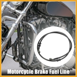 Partuto 130cm 51.18" 10mm 28 Degree Motorcycle Braided Brake Clutch Oil Hoses Line Pipe Clutch Throttle Gas Line Fuel Pipe Black for ATV for Dirt Bike Replacement